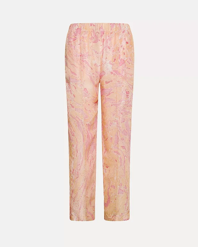 MARBLING SILK TROUSER / ROSEO Trousers Fall Fleece