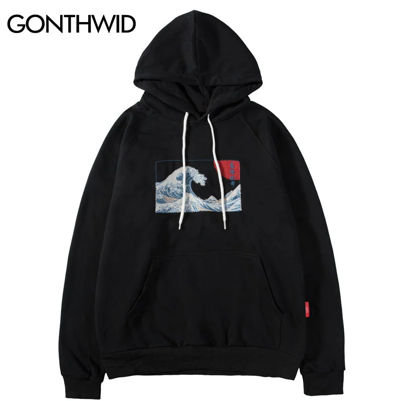 GONTHWID Embroidered Japanese Ukiyo-e Kanagawa Surfing Thin Hoodies Sweatshirts 2023 Harajuku Hip Hop Casual Pullover Hoodie Top Hoodie with Fur Luxurious Winter GONTHWID Embroidered Japanese Ukiyo-e Kanagawa Surfing Thin Hoodies Sweatshirts 2023 Harajuku Hip Hop Casual Pullover Hoodie Top Hoodie with Fur Luxurious Winter