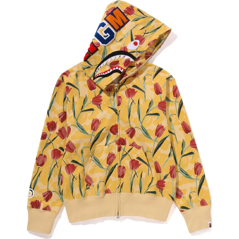 TULIP CAMO SHARK FULL ZIP HOODIE LADIES Hoodie with Button Classic Timeless