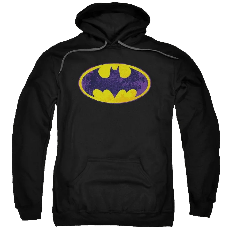Batman Bm Neon Distress Logo - Pullover Hoodie Saggy Sleeve Comfort