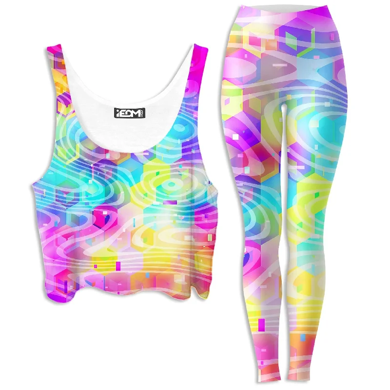 Daytrip Crop Top and Leggings Combo Welt Pockets Slit Pockets Flap Pockets