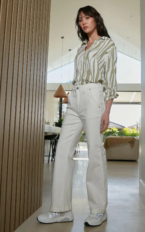Misika Ivory Flare Leg Trousers Trousers Sale Discount
