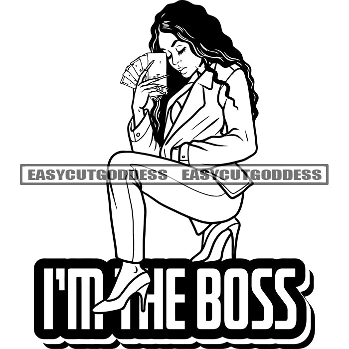 I'm Her Boss Quote African American Woman Holding Phone Take Selfie Pose Curly Hairstyle Black And White Artwork Wearing Coat Design Element SVG JPG PNG Vector Clipart Cricut Silhouette Cut Cutting Asymmetrical Diagonal princess I'm Her Boss Quote African American Woman Holding Phone Take Selfie Pose Curly Hairstyle Black And White Artwork Wearing Coat Design Element SVG JPG PNG Vector Clipart Cricut Silhouette Cut Cutting Asymmetrical Diagonal princess