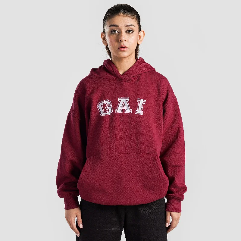 GA-I Essence Oversized Hoodie (Maroon) Hoodie with Hem Drawcord Adjustable Customizable GA-I Essence Oversized Hoodie (Maroon) Hoodie with Hem Drawcord Adjustable Customizable