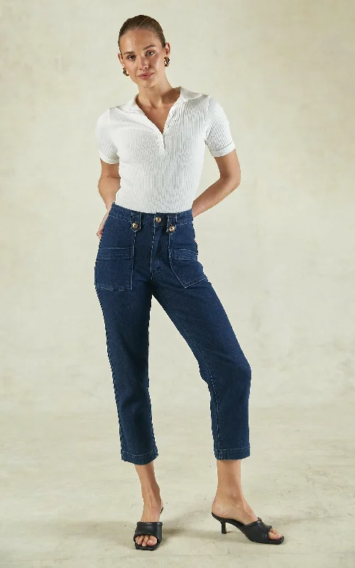 Stella Stretch High Waisted Indigo Trousers Trousers stylish modern