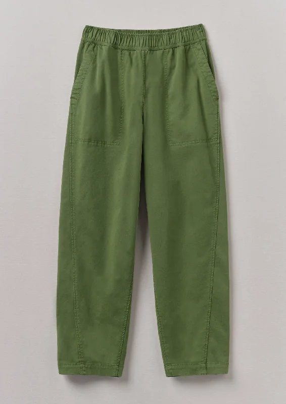 Cotton Twill Pull On Trousers | Propagator Green Trousers Culottes Wide Leg