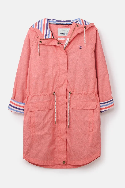 Lighthouse Alice Coat Coral Buttoned Toggled Snapped