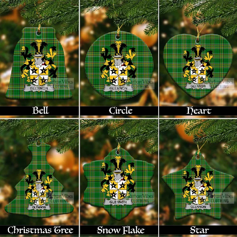 Glennon Irish Clan Tartan Christmas Ceramic Ornament with Coat of Arms Cardigan Sweater Pullover Glennon Irish Clan Tartan Christmas Ceramic Ornament with Coat of Arms Cardigan Sweater Pullover