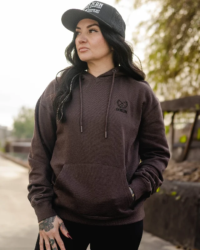 Women's Black Crest Lightweight Pullover Hoodie - Brown Cable Knit Chunky