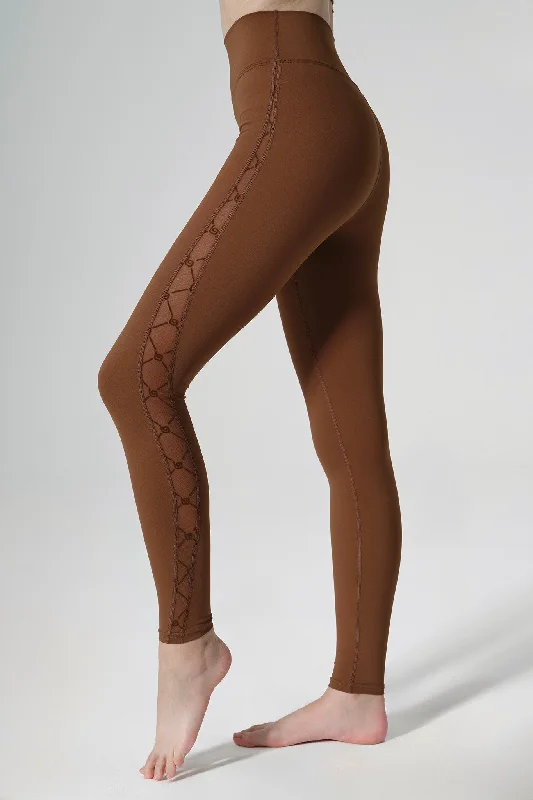Zoe Monogram Leggings - Gingerbread Stylish Stretch Print Leggings