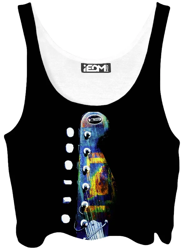 Spiral Guitar Crop Top Hooded Caped Shawl Collar
