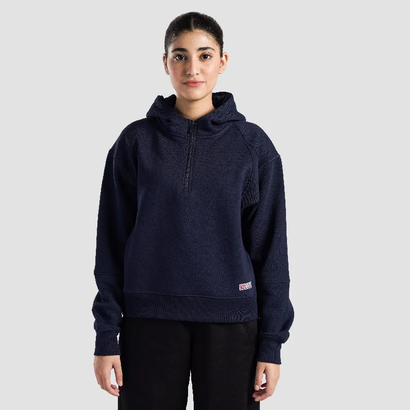 Vitablaze Half Zip Hoodie (Navy) Hoodie with Cuffed Sleeves Snug Secure