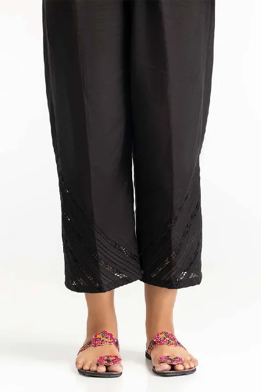 Gul Ahmed Stitched Black Dyed Cambric Embelished Trouser TR-24-04 Trousers Designer Luxury Gul Ahmed Stitched Black Dyed Cambric Embelished Trouser TR-24-04 Trousers Designer Luxury