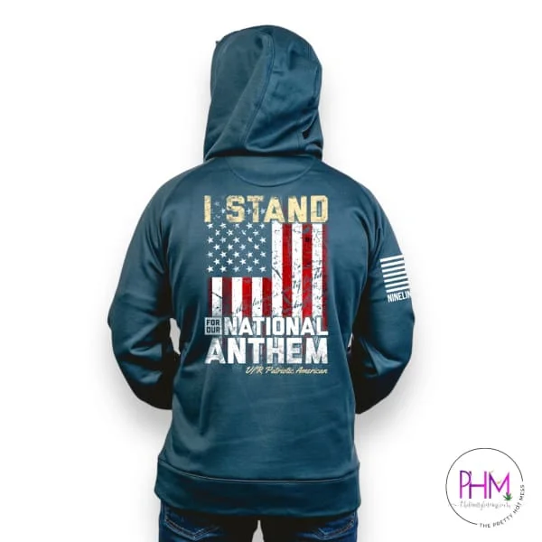 I Stand for the National Anthem Tailgater Hoodie | Nine Line Cotton Hoodie Fleece Lining Warmth