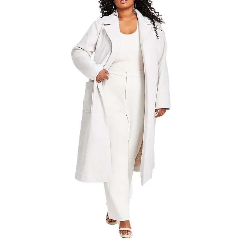 Nina Parker Womens Plus Shoulder Pads  Trench Coat Coat Overcoat Trench Coat