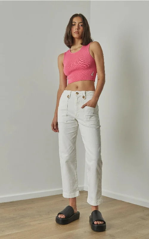 Stella Stretch High Waisted Ivory Trouser Trousers versatile all-occasion