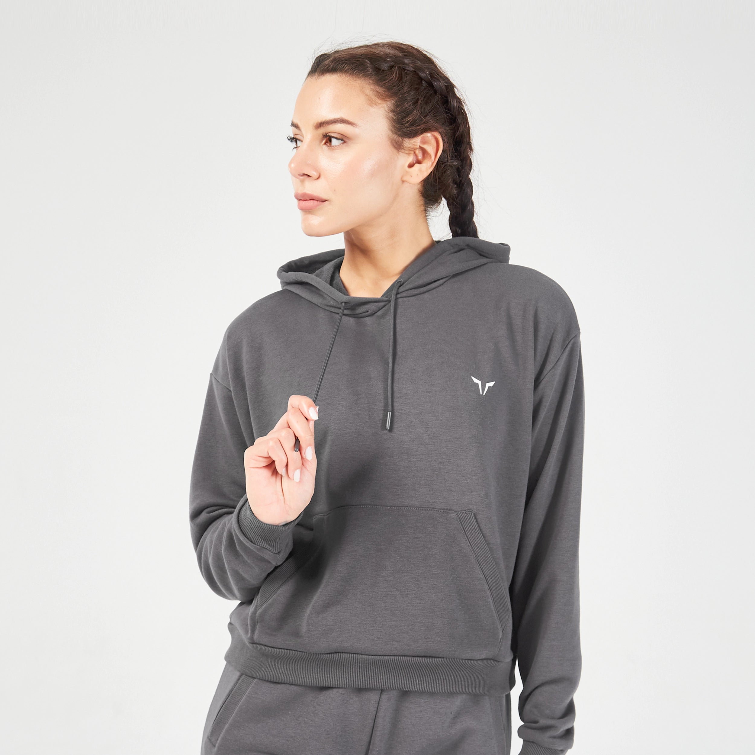 Essential Relaxed Hoodie - Asphalt Hoodie with Slit Hem Functional Movement
