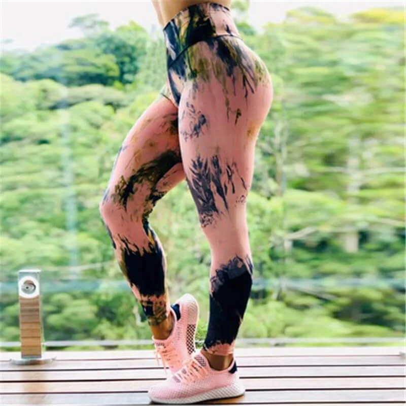 Women Unique Graphic Printed High-Waisted Yoga Leggings Trendy Flared Leggings