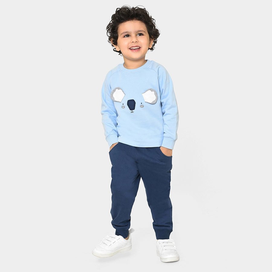 Misty Navy Sweatshirt & Pajama  Set Hoodie with Hem Fringe Bohemian Relaxed