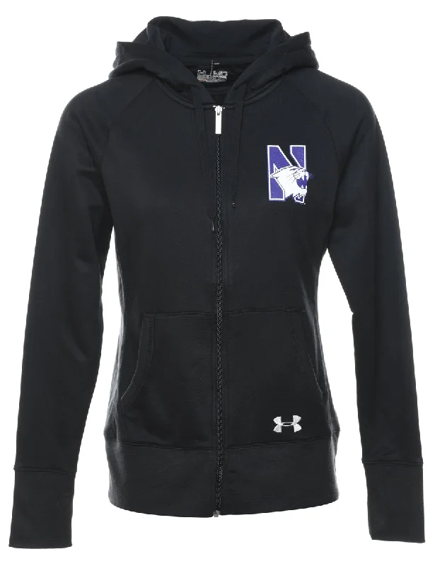 Under Armour Black Embroidered Hoodie - M Hoodie with Hem Lace Feminine Delicate
