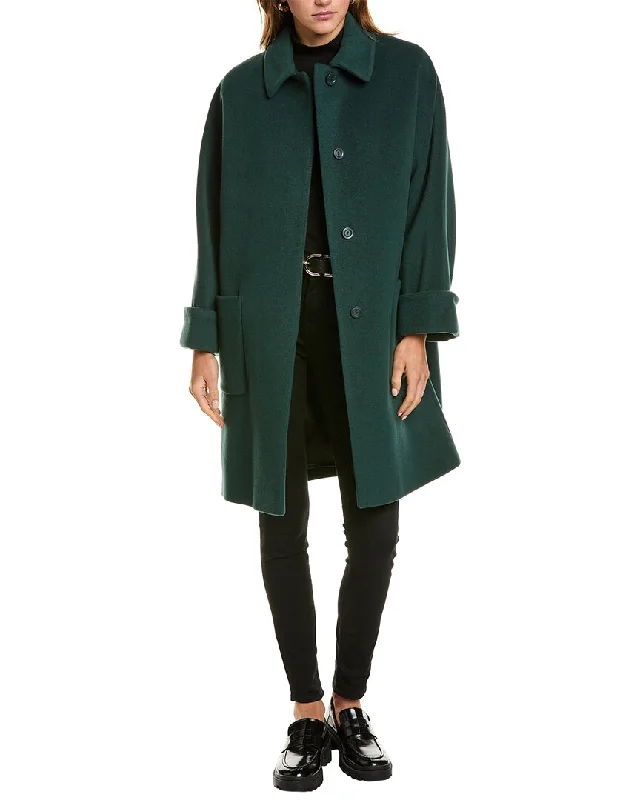 Cinzia Rocca Icons Medium Wool & Cashmere-Blend Coat Print Jacquard Embroidered