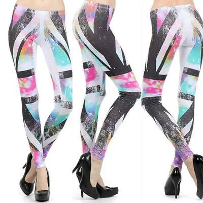 Leggings Galaxy Star British Flag Neon Colorful Stretch Full Length Casual Black Leggings Leggings Galaxy Star British Flag Neon Colorful Stretch Full Length Casual Black Leggings