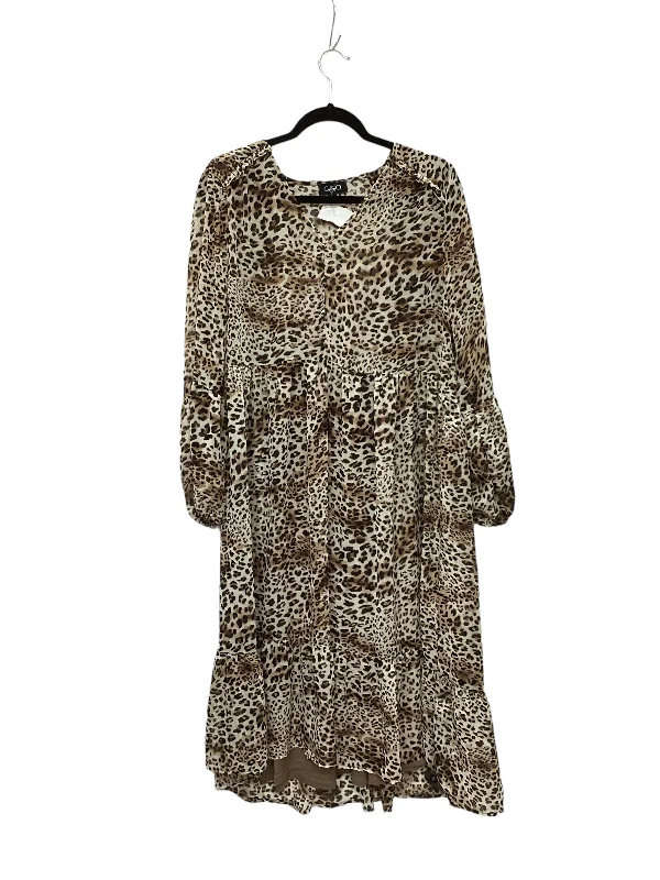 Animal Print Dress Casual Midi Gigio, Size S Stylish High-Waisted Midi Dress