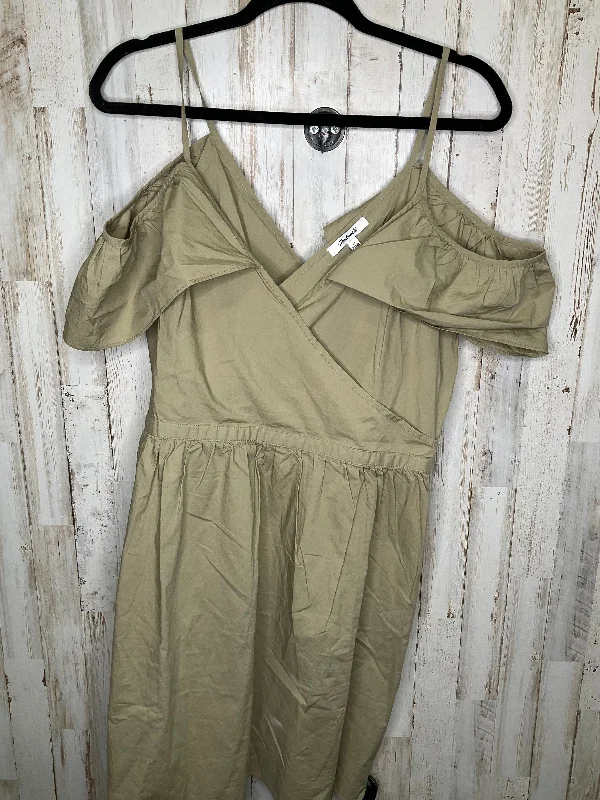 Beige Dress Casual Midi Madewell, Size 12 Stylish Satin Midi Dress