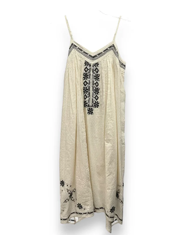 Black & Cream Dress Casual Midi Lucky Brand, Size S Elegant V-Neck Midi Dress