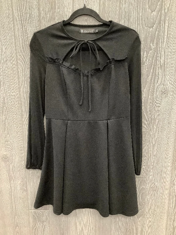 Black Dress Casual Midi Allegra K, Size M Fashionable High-Neck Midi Dress
