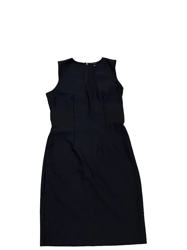 Black Dress Casual Midi Ann Taylor, Size 8 Stylish Midi Dress with Cuffs