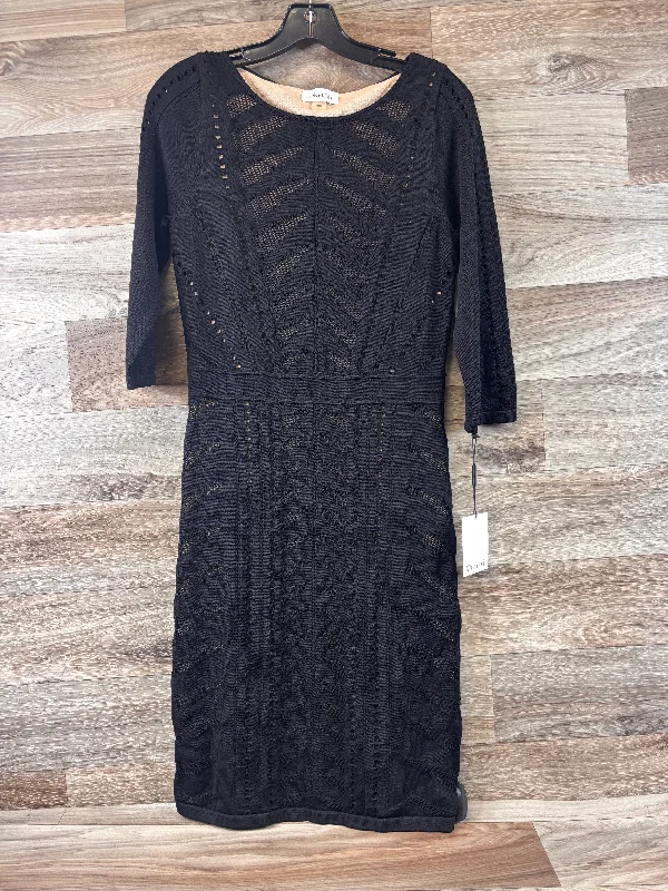 Black Dress Casual Midi Calvin Klein, Size S Stylish Button-Up Midi Dress