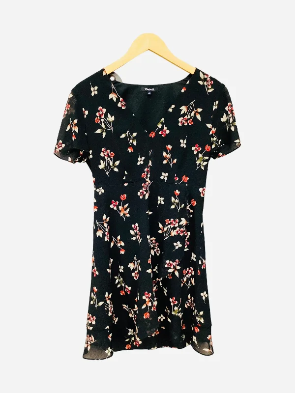 Black Dress Casual Midi Madewell, Size 4 Comfortable Deep V Midi Dress
