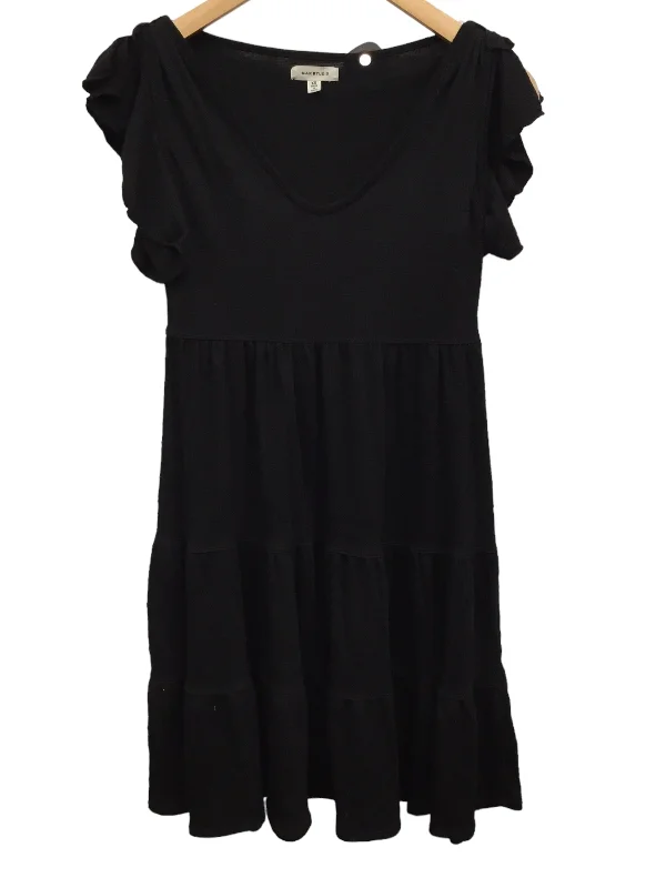 Black Dress Casual Midi Max Studio, Size Xs Comfortable Wrap Midi Dress