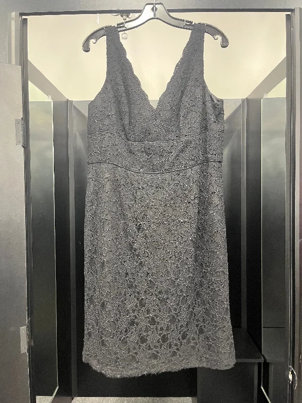 Black Dress Party Midi Jones New York, Size 16 Fashionable A-Line Midi Dress