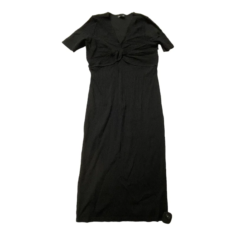 Black Dress Party Midi UNIVERSAL STANDARD, Size Xs Trendy Smocked Detail Midi Dress