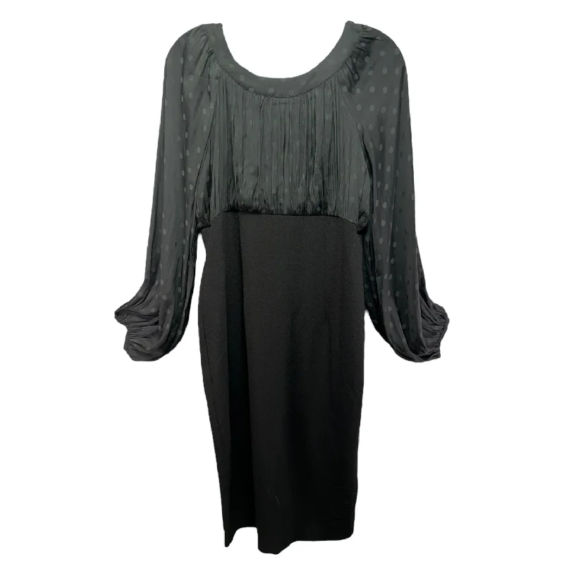 Black Midi Wiggle Dress Traffic People, Size M Trendy Ruffled Sleeve Midi Dress