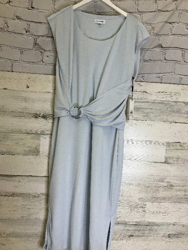 Blue Dress Casual Midi Calvin Klein, Size M Comfortable Ribbed Midi Dress
