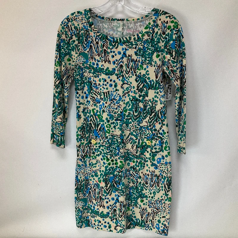 Blue Dress Casual Midi Lilly Pulitzer, Size Xs Fashionable High-Neck Midi Dress