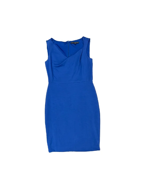 Blue Dress Casual Midi White House Black Market, Size 6 Elegant Floral Appliqué Midi Dress