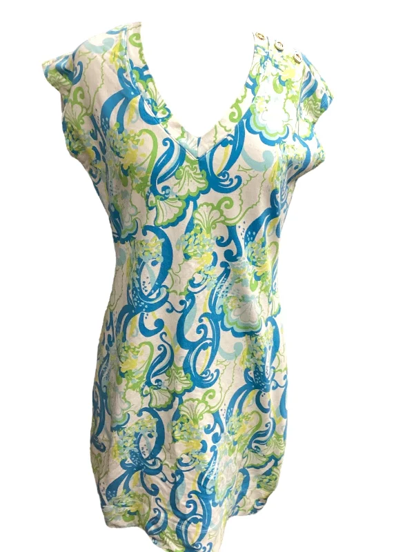 Blue & Green Dress Casual Midi Lilly Pulitzer, Size M Classic Black Midi Dress