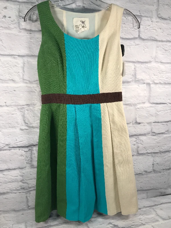 Blue & Green Dress Casual Midi Tabitha, Size Xs Comfortable Button Front Midi Dress