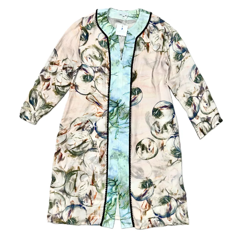 Blue & Pink Dress Casual Midi By Ala Von Auersperg, Size: L Stylish Long Sleeve Floral Midi Dress