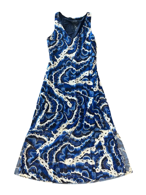 Blue & White Dress Casual Midi Desigual, Size M Comfortable Stretch Midi Dress