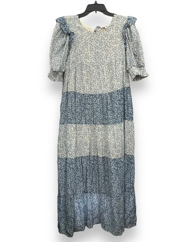 Blue & White Dress Casual Midi Endless Rose, Size M Comfortable Ruched Midi Dress