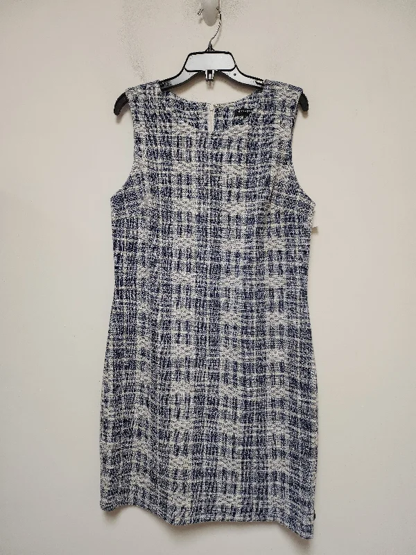 Blue & White Dress Casual Midi Sharagano, Size Xl Elegant Lace Trim Midi Dress