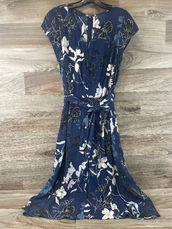 Blue & White Dress Casual Midi Talbots, Size Petite L Trendy Boho Midi Dress
