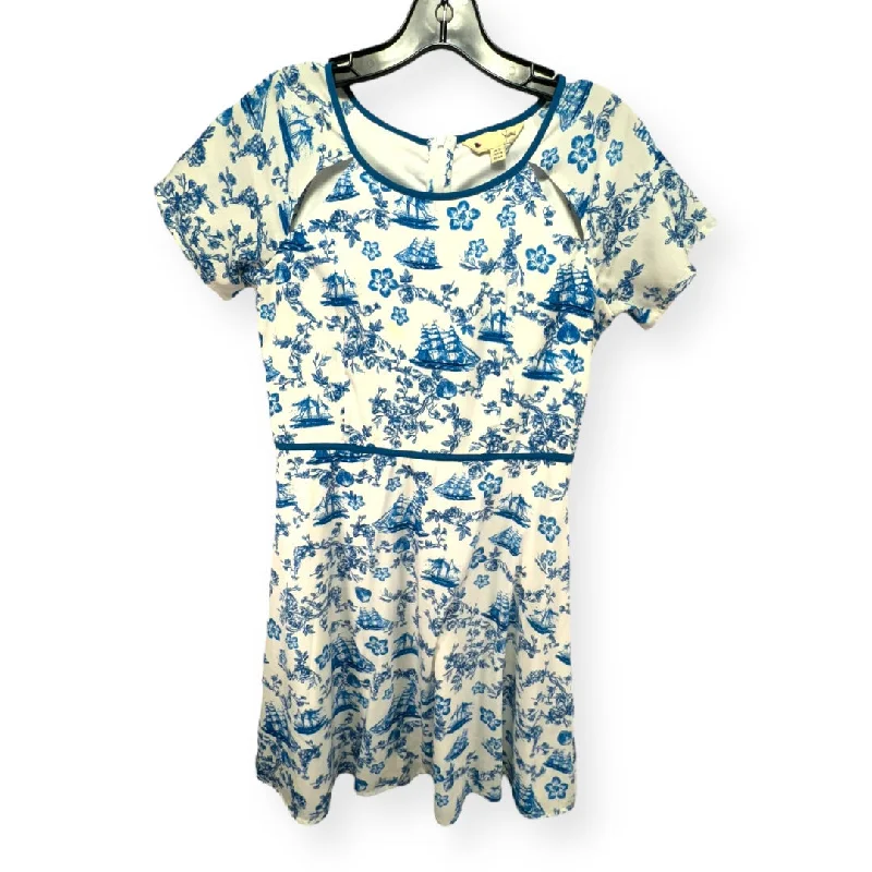 Blue & White Dress Casual Midi Yumi Kim, Size 6 Comfortable Empire Waist Midi Dress