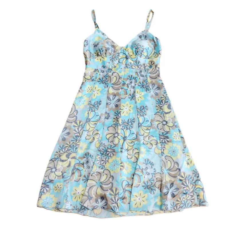 Blue & Yellow Dress Casual Midi By Shelli Segal, Size: S Comfortable Deep V Midi Dress Blue & Yellow Dress Casual Midi By Shelli Segal, Size: S Comfortable Deep V Midi Dress
