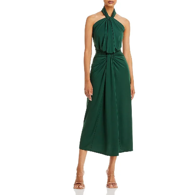Cinq a Sept Womens Kaily Gathered Midi Halter Dress Chic Bohemian Midi Dress